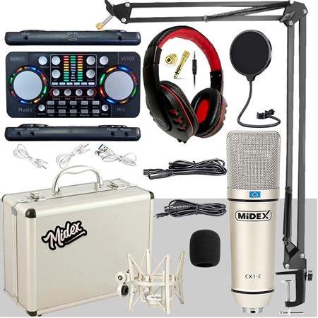 Midex CX1 Persuasive Paket-5 Stüdyo Mikrofon Ses Kartı Kulaklık Stand (Kayıt ve Canlı Yayın)