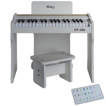 Midex CP-360WH Ahşap Çocuk Piyanosu Pilli 37 Tuşlu Gerçek Piyano Tuşları