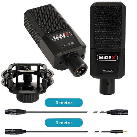 Midex MX-2020 Functional Paket-2 Stüdyo Mikrofon Ses Kartlı Mikser Kulaklık Stand