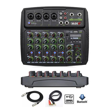 Midex MDX-600 Stüdyo Kayıt İçin 6 Kanal Ses Kartlı +48V Phantomlu Kayıt Mikseri (Bluetooth USB)