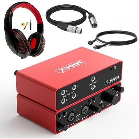 Midex GLX-900HD PRO Üst Segment Usb Stüdyo Ses Kartı 4 Giriş 4 Çıkış (Kulaklık ve Kablo)