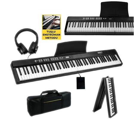 Midex PLX-80BK Taşınabilir Katlanır Dijital Piyano Tuş Hassasiyetli 88 Tuş BT