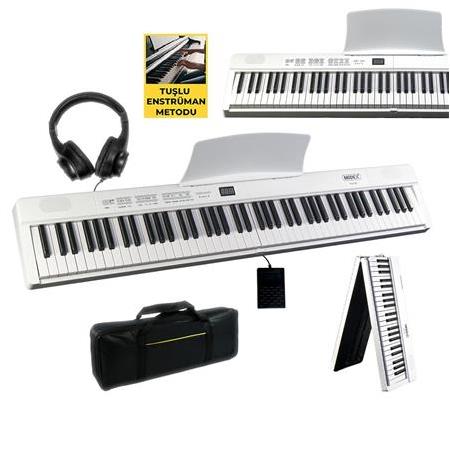 Midex PLX-80WH Taşınabilir Katlanır Dijital Piyano Tuş Hassasiyetli 88 Tuş BT