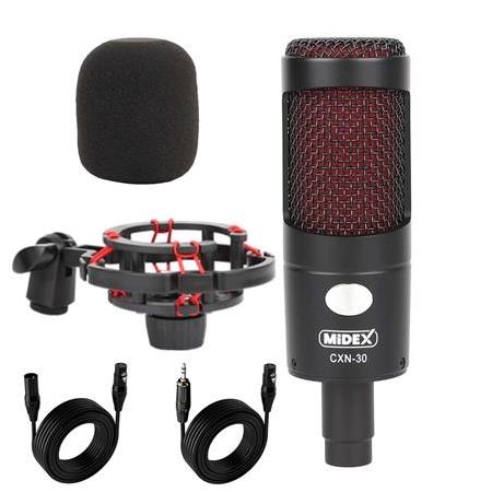 Midex CXN-30 Paket-8 Stüdyo Ses Kartlı Condenser Mikrofon Stand Kulaklık Seti