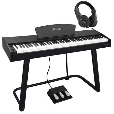 Midex PLX-125BK Taşınabilir Dijital Piyano Tuş Hassasiyetli 88 Tuş Bluetooth (Stand ve Kulaklık İle)