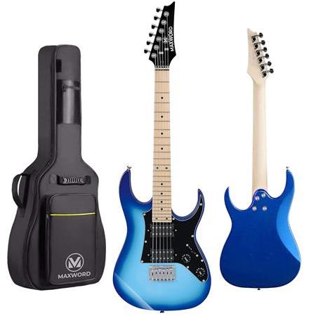 Maxword DE-150BL-25AMP Maple Klavye HH Yüksek Kaliteli 25W Amfili Elektro Gitar Seti