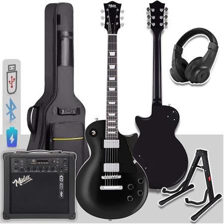 Midex GRX-200BK-25-AMP Profesyonel Elektro Gitar Seti 25 Watt Gainli Şarjlı Amfi ve Full Set (H-H)