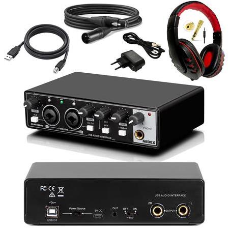 Midex GLX-650HD Profesyonel Usb Stüdyo Ses Kartı 2 Giriş 2 Çıkış (Kulaklık ve Kablo)