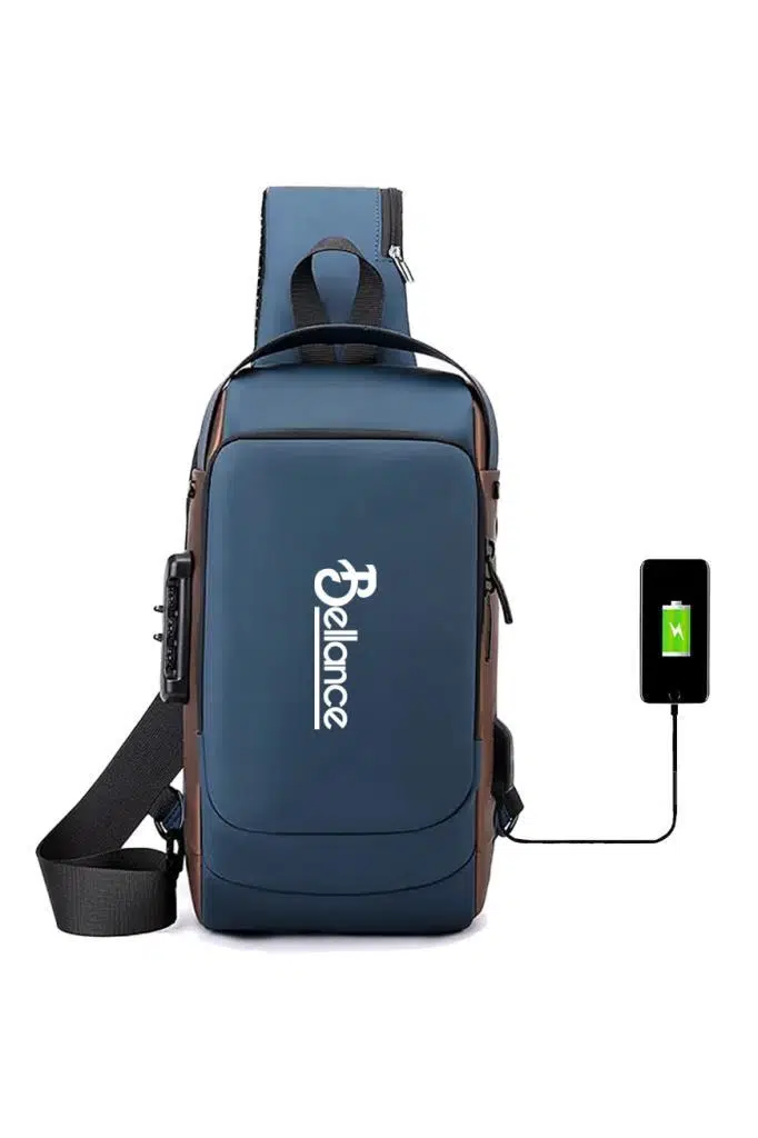 Bellance BLG-50BL Su Geçirmez Şifre Kilidi USB Omuz Göğüs Çantası Bellance BLG-50BL Su Geçirmez Şifre Kilidi USB Omuz Göğüs Çantası