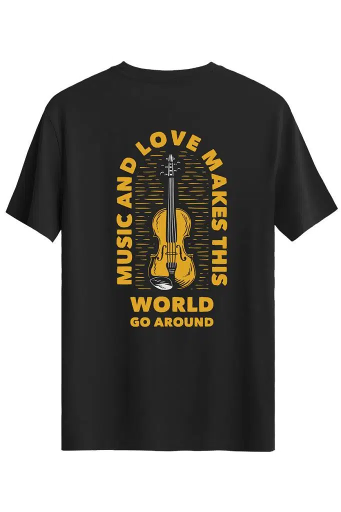 Bellance Keman Baskılı Slim Fit Tişört Bisiklet Yaka T-Shirt