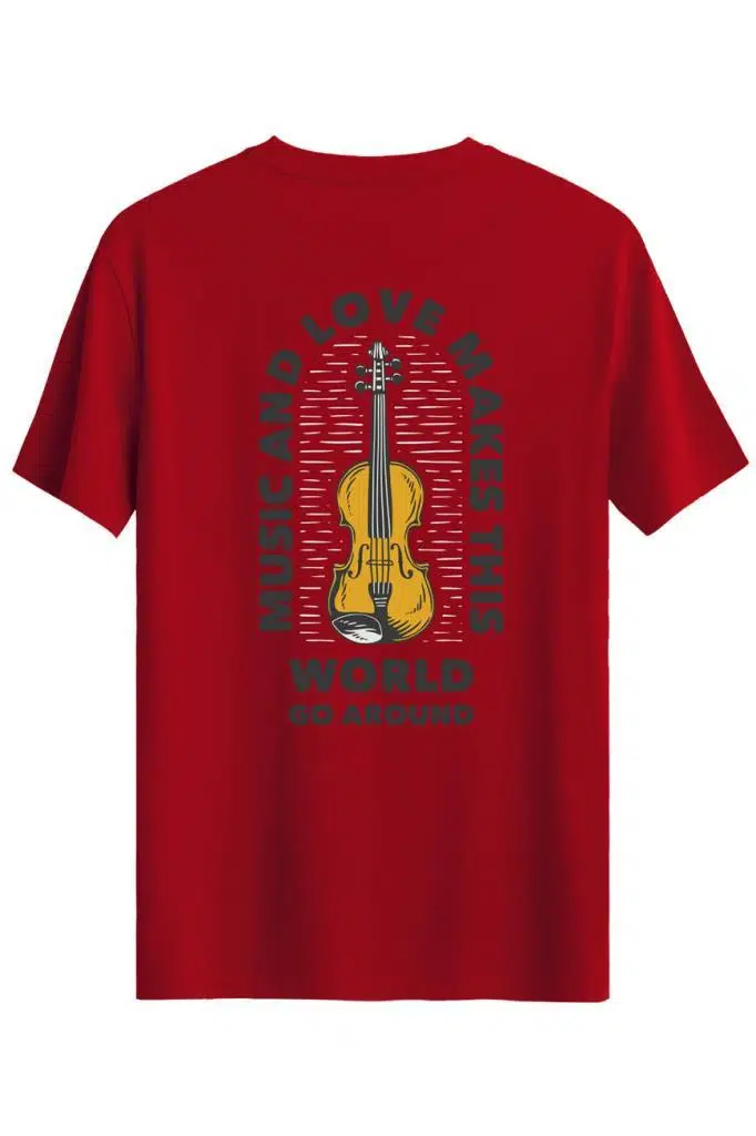 Bellance Keman Baskılı Slim Fit Tişört Bisiklet Yaka T-Shirt