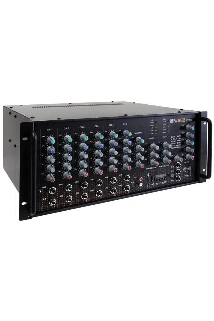 Hepa Merz 1200W Profesyonel Kaliteli Stereo Cami Anfisi 2x600W Ekho Reverb 100V/8 Ohm Usb Bt (Powerful P1200) Hepa Merz 1200W Profesyonel Kaliteli Stereo Cami Anfisi 2x600W Ekho Reverb 100V/8 Ohm Usb Bt (Powerful P1200)
