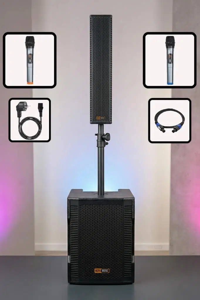 Hepa Merz Handfest Line Array Mikrofonlu Ses Sistemi Aktif Subwoofer + Line Hoparlör 2000W