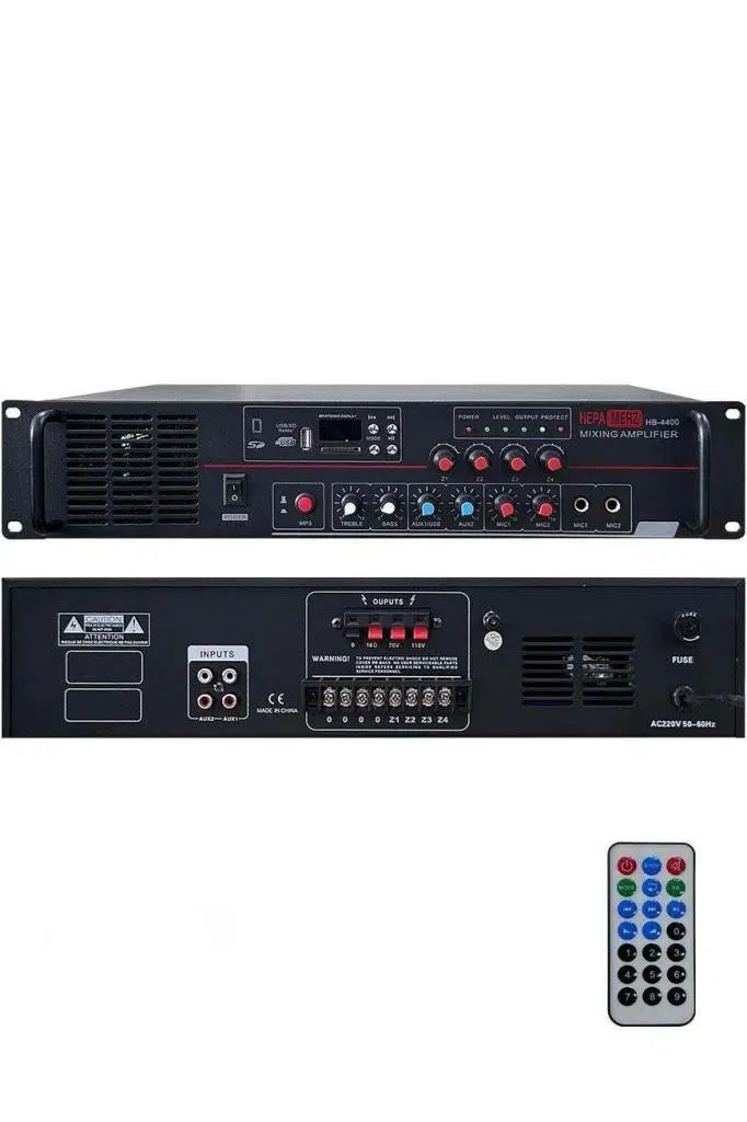 Hepa Merz HB-4400 Mixer Amfi 4 Bölgeli 4 Çıkışlı Anfi Zonlu 4x100W Bluetooth Usb Hepa Merz HB-4400 Mixer Amfi 4 Bölgeli 4 Çıkışlı Anfi Zonlu 4x100W Bluetooth Usb