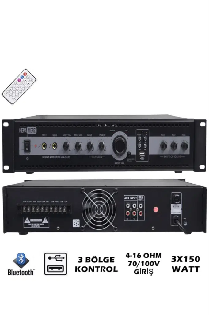 Hepa Merz Hm-5002 3 Bölgeli Anfi 450 Watt Trafolu Usb (3x150W) Hepa Merz Hm-5002 3 Bölgeli Anfi 450 Watt Trafolu Usb (3x150W)