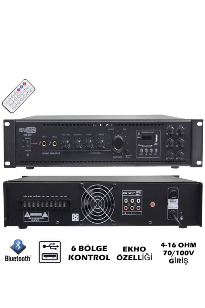 Hepa Merz HM350 - 6 Bölgeli Anfi 350 Watt 6 Zone Mikser Amfi Usb Bluetooth