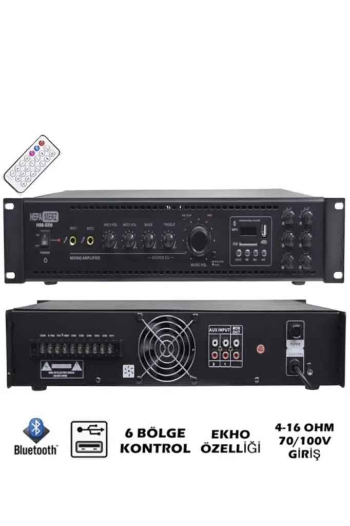 Hepa Merz HM550 - 6 Bölgeli Anfi 550 Watt 6 Zone Mikser Amfi Usb Bluetooth Hepa Merz HM550 - 6 Bölgeli Anfi 550 Watt 6 Zone Mikser Amfi Usb Bluetooth
