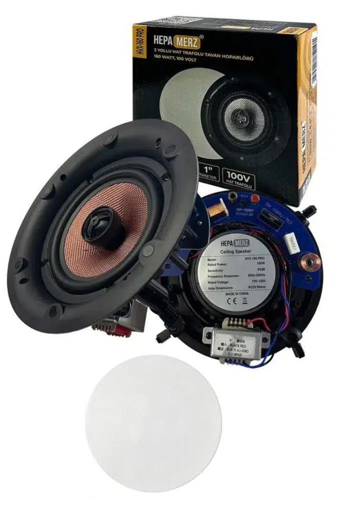 Hepa Merz HVX-160 PRO Üst Seviye Alçıpan Tavan Hoparlörü 16 cm 160 Watt 100V Trafolu (Adet)