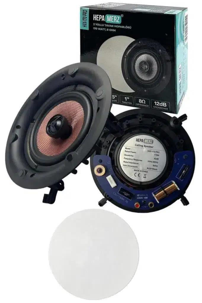 Hepa Merz HVX-170 PRO Alçıpan Tavan Hoparlörü 16 cm 170W 8 Ohm Siyah-Beyaz Kullanım Hepa Merz HVX-170 PRO Alçıpan Tavan Hoparlörü 16 cm 170W 8 Ohm Siyah-Beyaz Kullanım