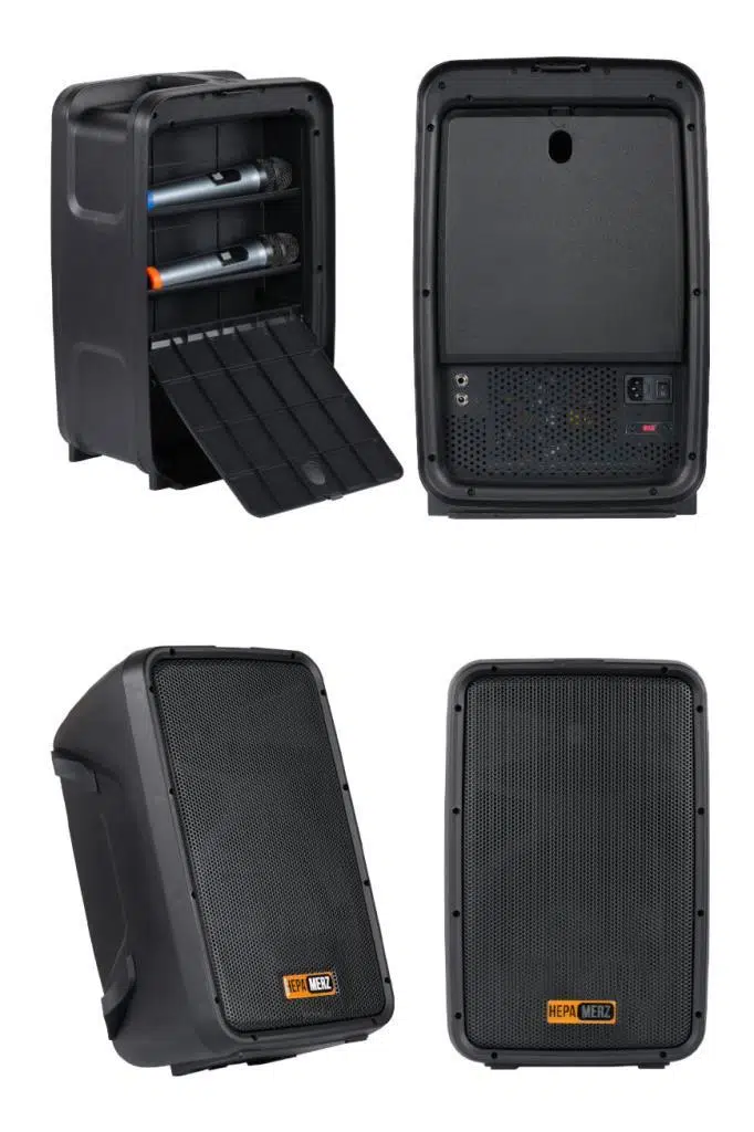 Hepa Merz Potent Kompakt Portatif Ses Sistemi Mixer Çift Hoparlör ve Çift Mikrofon 1000W