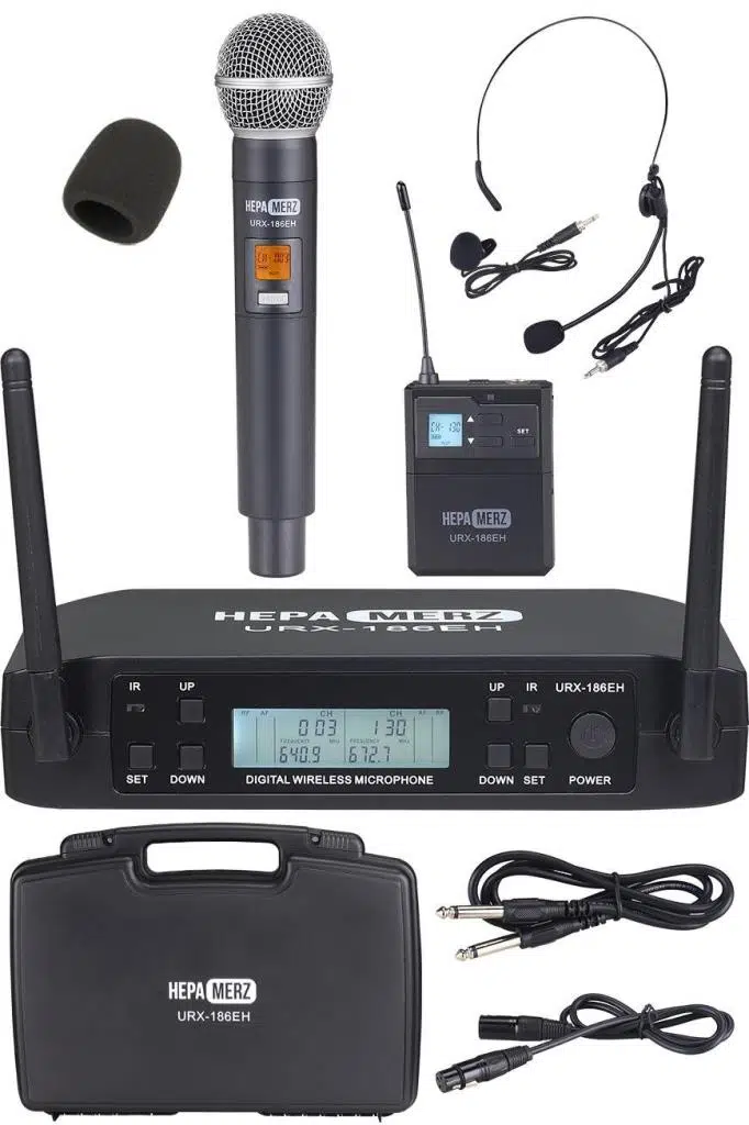 Hepa Merz URX-186EH UHF 2x100 Kanal Çiftli Kablosuz EL Yaka Headset Mikrofonu Çift Anten LCD Ekran Hepa Merz URX-186EH UHF 2x100 Kanal Çiftli Kablosuz EL Yaka Headset Mikrofonu Çift Anten LCD Ekran