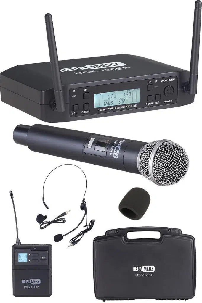 Hepa Merz URX-186EH UHF 2x100 Kanal Çiftli Kablosuz EL Yaka Headset Mikrofonu Çift Anten LCD Ekran Hepa Merz URX-186EH UHF 2x100 Kanal Çiftli Kablosuz EL Yaka Headset Mikrofonu Çift Anten LCD Ekran