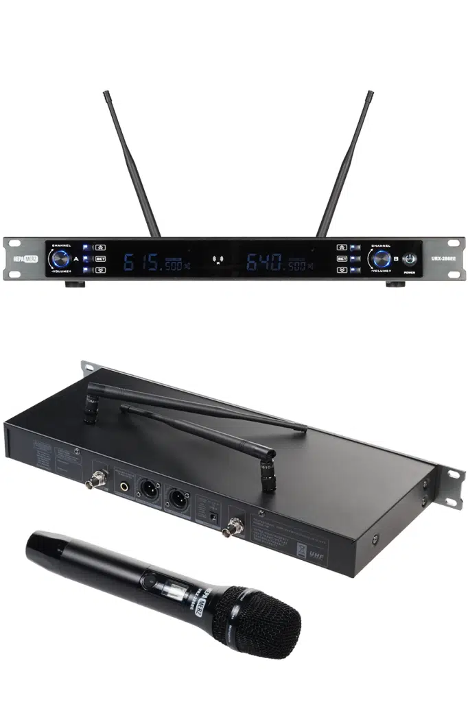 Hepa Merz URX-286EE Üst Kalite 2'li EL Tipi UHF Telsiz Kablosuz Mikrofon Seti 2x100 Kanal