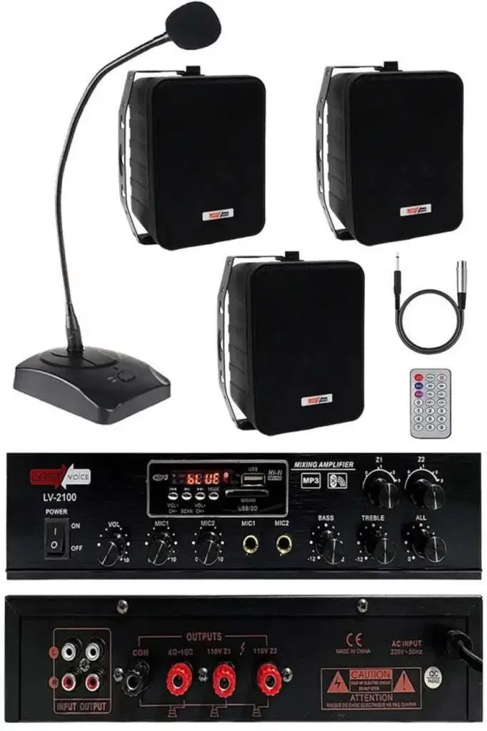 Lastvoice Black Large Paket-2 Hoparlör ve Anfi Anons Ses Sistemi Seti