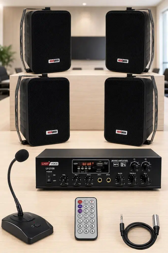 Lastvoice Black Large Paket-3 Hoparlör ve Anfi Anons Ses Sistemi Seti