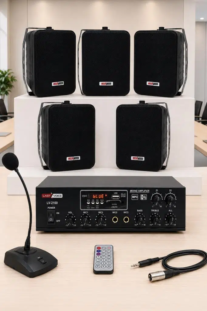 Lastvoice Black Large Paket-4 Hoparlör ve Anfi Anons Ses Sistemi Seti Lastvoice Black Large Paket-4 Hoparlör ve Anfi Anons Ses Sistemi Seti