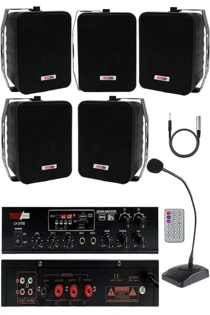 Lastvoice Black Large Paket-4 Hoparlör ve Anfi Anons Ses Sistemi Seti Lastvoice Black Large Paket-4 Hoparlör ve Anfi Anons Ses Sistemi Seti
