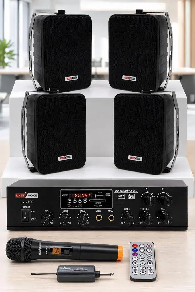 Lastvoice Black Large Plus Paket-3 Hoparlör ve Anfi Anons Ses Sistemi Seti Lastvoice Black Large Plus Paket-3 Hoparlör ve Anfi Anons Ses Sistemi Seti