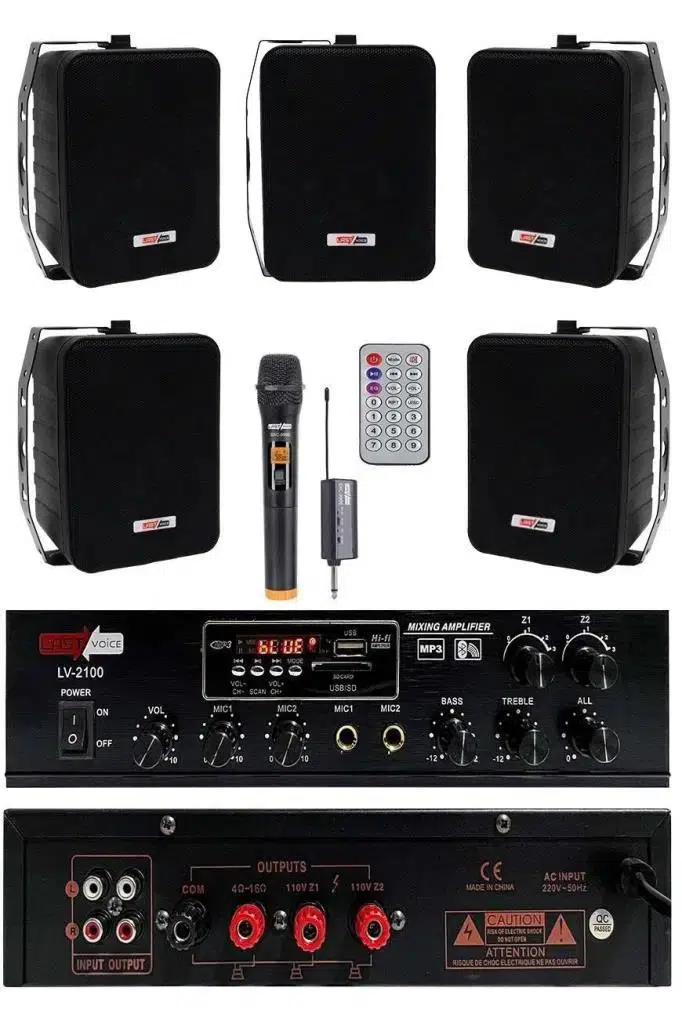 Lastvoice Black Large Plus Paket-4 Hoparlör ve Anfi Anons Ses Sistemi Seti Lastvoice Black Large Plus Paket-4 Hoparlör ve Anfi Anons Ses Sistemi Seti