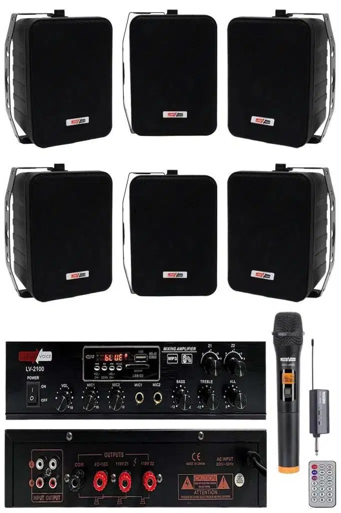 Lastvoice Black Large Plus Paket-5 Hoparlör ve Anfi Anons Ses Sistemi Seti Lastvoice Black Large Plus Paket-5 Hoparlör ve Anfi Anons Ses Sistemi Seti