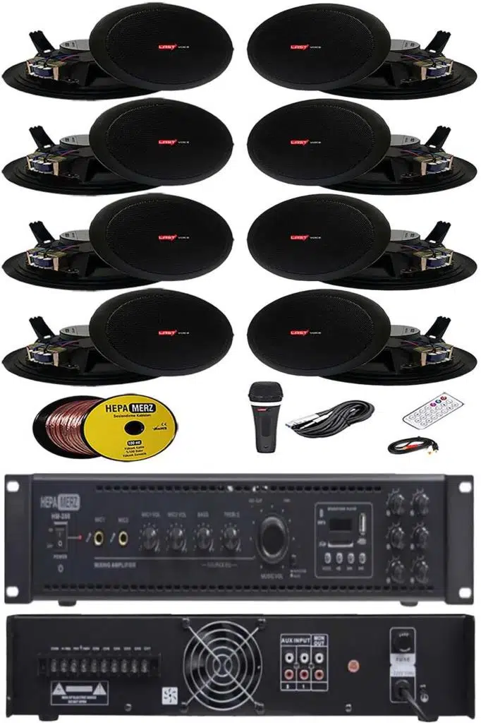 Lastvoice Black Maxx Paket-4 Tavan Hoparlörü ve 6 Bölgeli Anfi Ses Sistemi Paketi (Full Set)