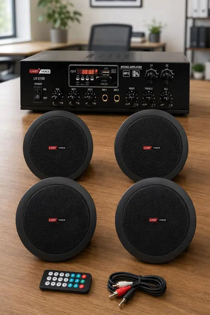 Lastvoice Black Small-5 Tavan Hoparlör ve Anfi Ses Sistemi Paketi ( 1 ANFİ + 4 HOPARLÖR)