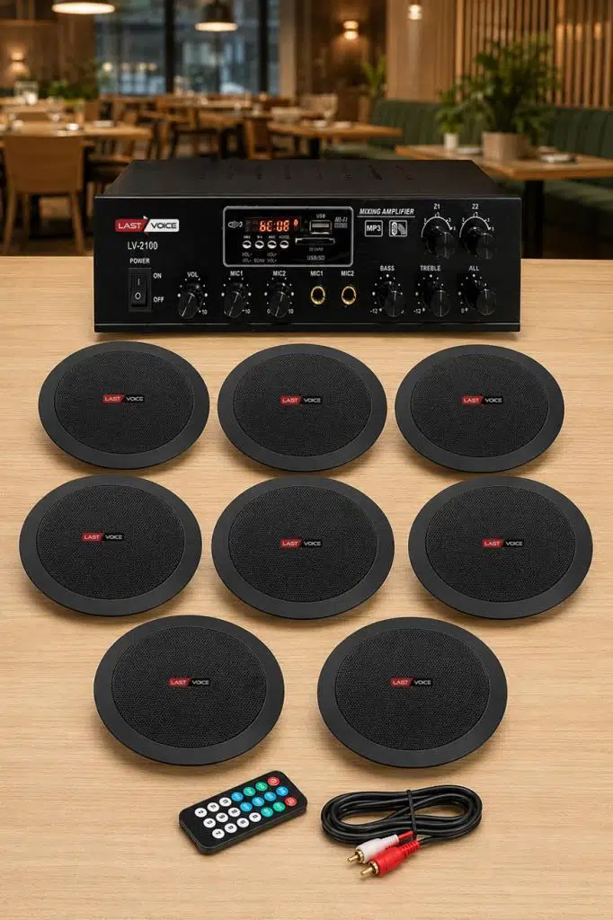 Lastvoice Black Small-7 Tavan Hoparlörü Anfi Mikrofon Ses Sistemi Paketi Lastvoice Black Small-7 Tavan Hoparlörü Anfi Mikrofon Ses Sistemi Paketi