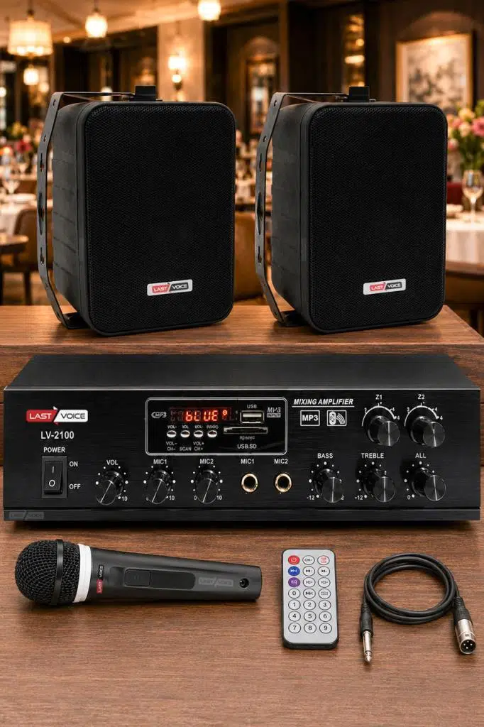 Lastvoice Black Soft Paket-1 Hoparlör Anfi Mikrofon Mağaza Ses Sistemi Seti