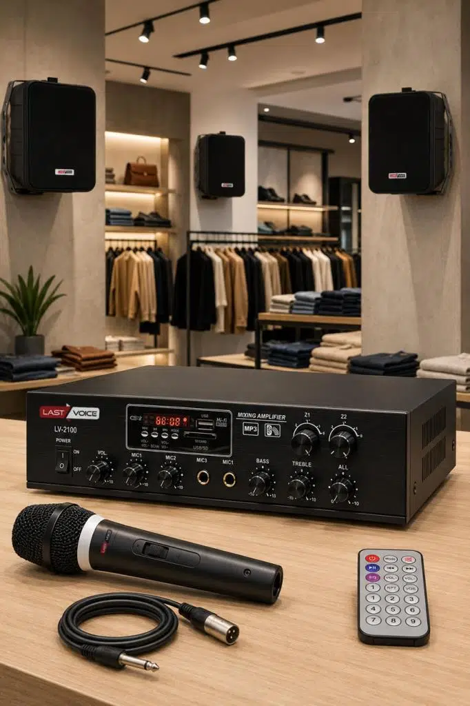 Lastvoice Black Soft Paket-2 Hoparlör Anfi Mikrofon Mağaza Ses Sistemi Seti