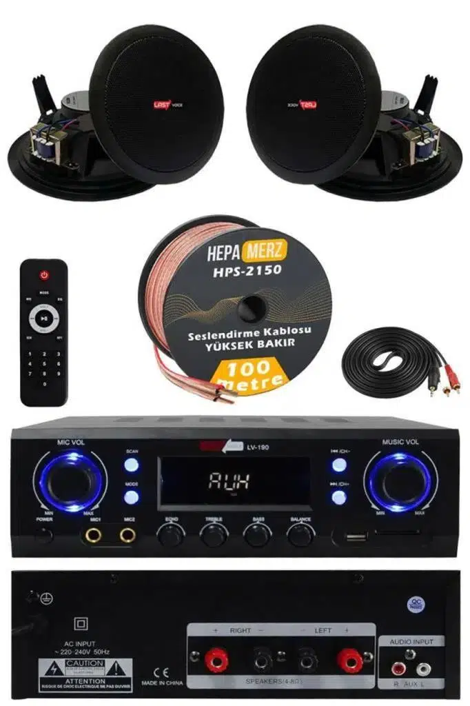 Lastvoice Black Stately Pack-2 Tavan Hoparlörü ve Anfi Ses Sistemi Seti Lastvoice Black Stately Pack-2 Tavan Hoparlörü ve Anfi Ses Sistemi Seti