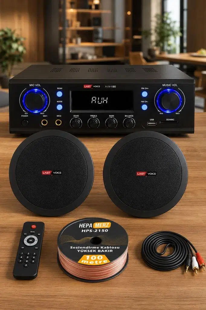 Lastvoice Black Stately Pack-2 Tavan Hoparlörü ve Anfi Ses Sistemi Seti