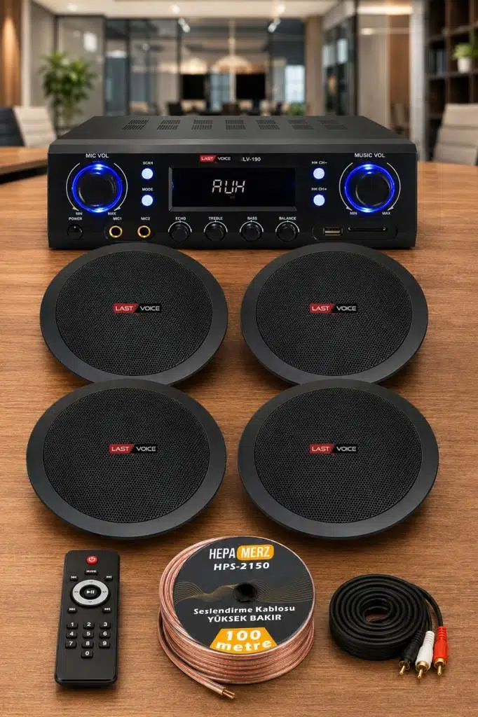 Lastvoice Black Stately Pack-4 Tavan Hoparlörü ve Anfi Ses Sistemi Seti