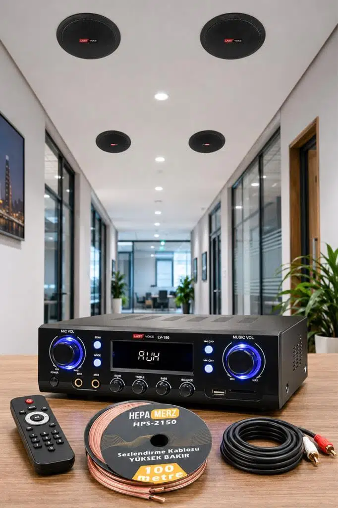 Lastvoice Black Stately Pack-4 Tavan Hoparlörü ve Anfi Ses Sistemi Seti