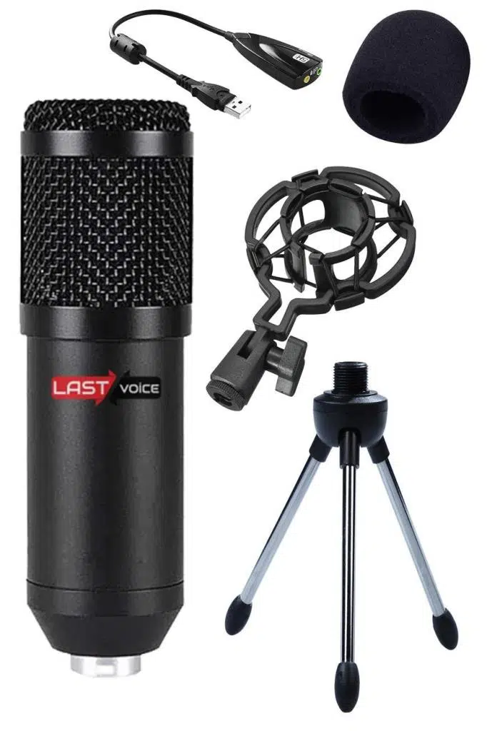 Lastvoice BM800 Full Black Kondenser Youtuber Mikrofon + 7.1