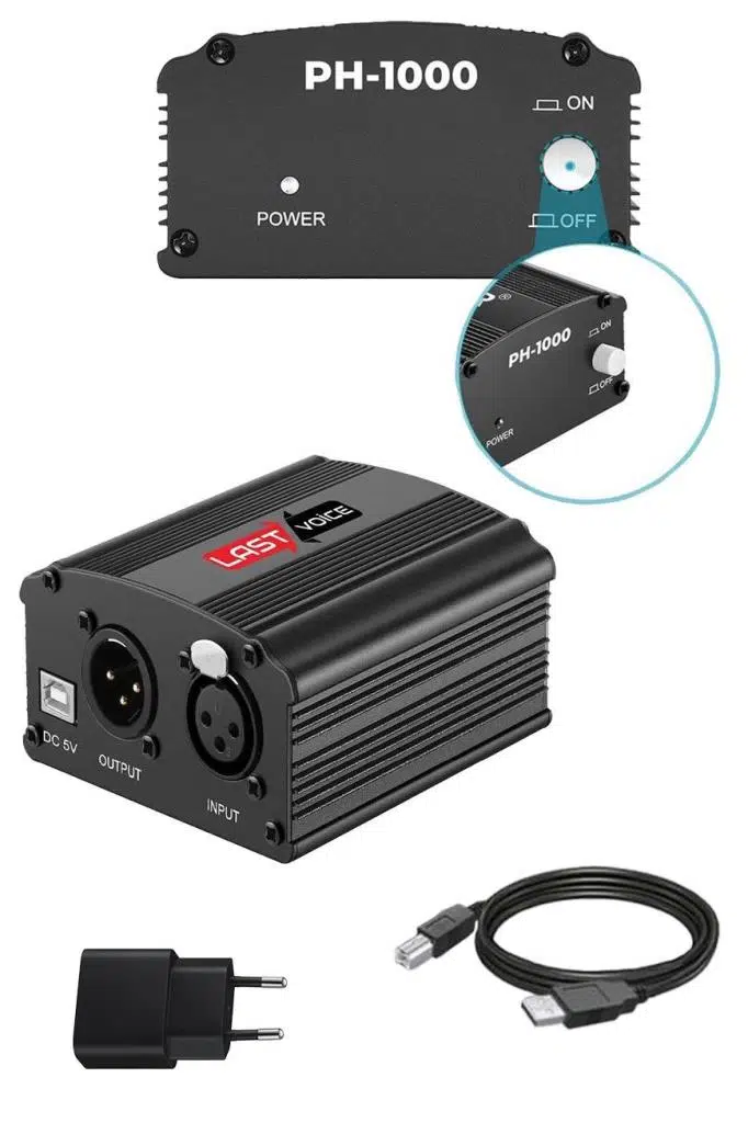 Lastvoice BM800 Full Black Mikrofon + Phantom Power + Mini Tripod + 7.1