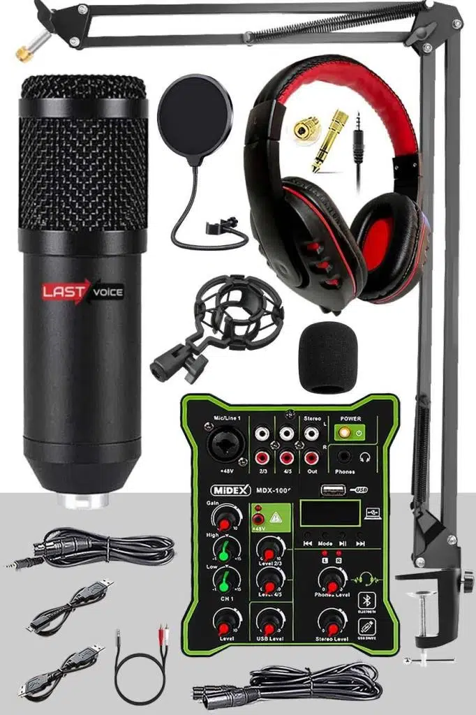 Lastvoice BM800 Functional Paket-1 Stüdyo Mikrofon Ses Kartlı Mikser Kulaklık Stand Lastvoice BM800 Functional Paket-1 Stüdyo Mikrofon Ses Kartlı Mikser Kulaklık Stand