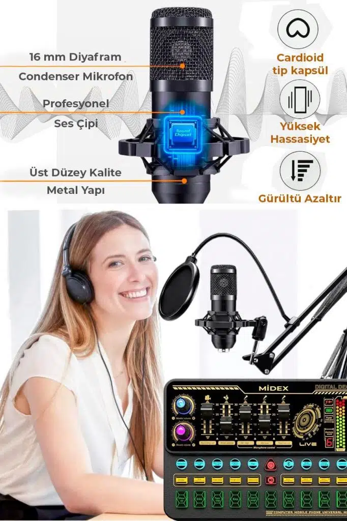 Lastvoice BM800 Live Platinium Set Efektli Ses Kartı Mikrofon Stand Kayıt Canlı Yayın Seti (PC ve Telefon) Lastvoice BM800 Live Platinium Set Efektli Ses Kartı Mikrofon Stand Kayıt Canlı Yayın Seti (PC ve Telefon)