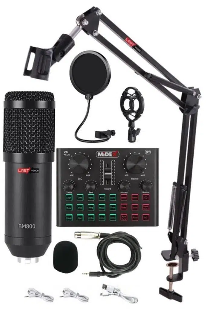 Lastvoice BM800 Live Set Efektli Ses Kartı Mikrofon Stand Kayıt Canlı Yayın Seti (PC ve Telefon) Lastvoice BM800 Live Set Efektli Ses Kartı Mikrofon Stand Kayıt Canlı Yayın Seti (PC ve Telefon)