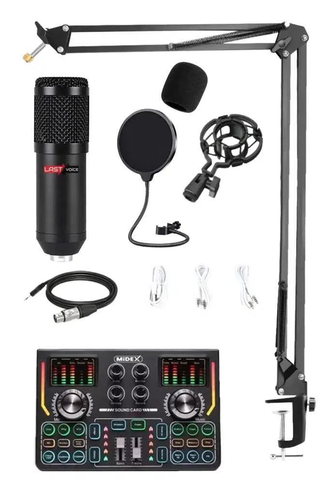 Lastvoice BM800 Titanium V2 Set Efektli Ses Kartı Mikrofon Stand Kayıt Canlı Yayın (PC ve Telefon)
