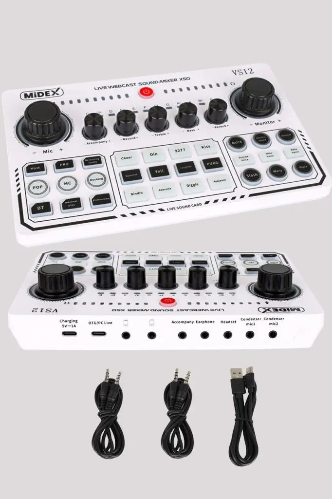 Lastvoice BM800 White Power Paket-1 Stüdyo Mikrofon Şarjlı Ses Kartı Kulaklık Stand (Kayıt ve Canlı Yayın)